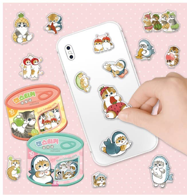 Mofusand Can Jelly 30 Stickers Set  – Shark Cat & Fruit Cat