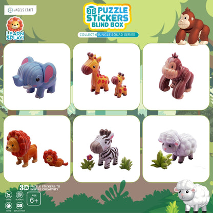 3D Puzzle Stickers Blind Box – Jungle Squad | Case Pack 6