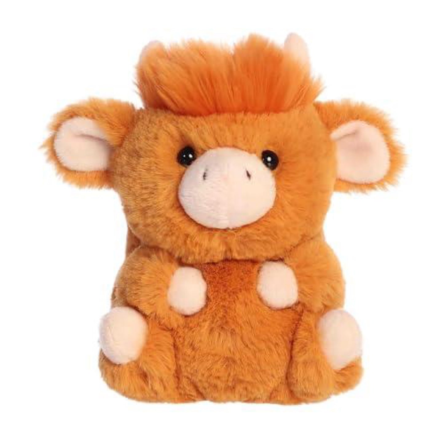 Aurora® Playful Rolly Pettm Harvey Highland CowTM Stuffed Animal - Compact Size for On-the-Go Fun - for Adults, Kids, Birthdays, and Anniversaries