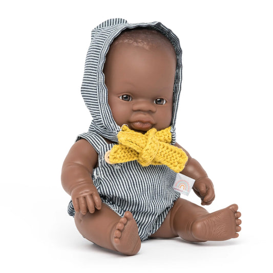 Miniland Small Baby Doll with Outfit - African Boy