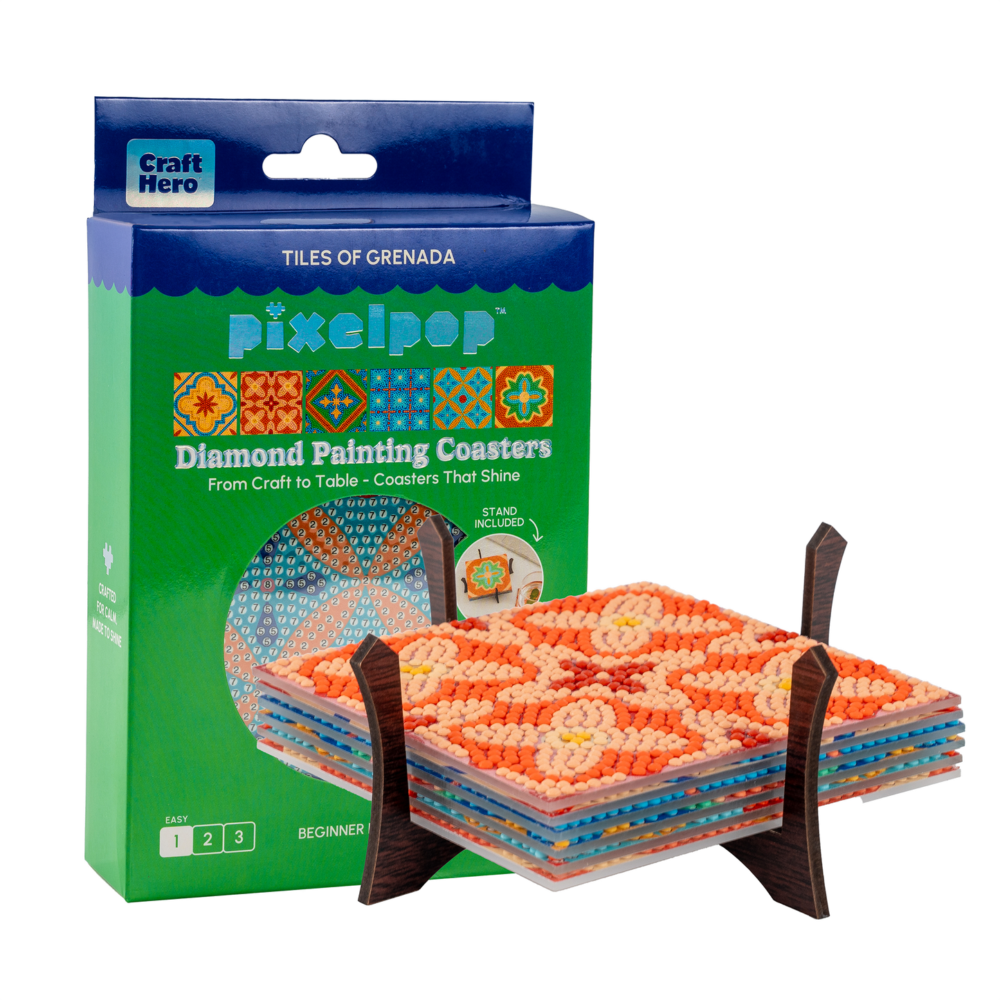 PixelPop™ Diamond Art Acrylic Coaster Kit — Tiles of Grenada