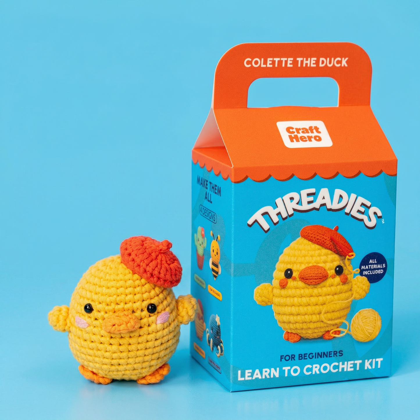 Craft Hero Threadies - Crochet Learning Kit - Colette the Duck