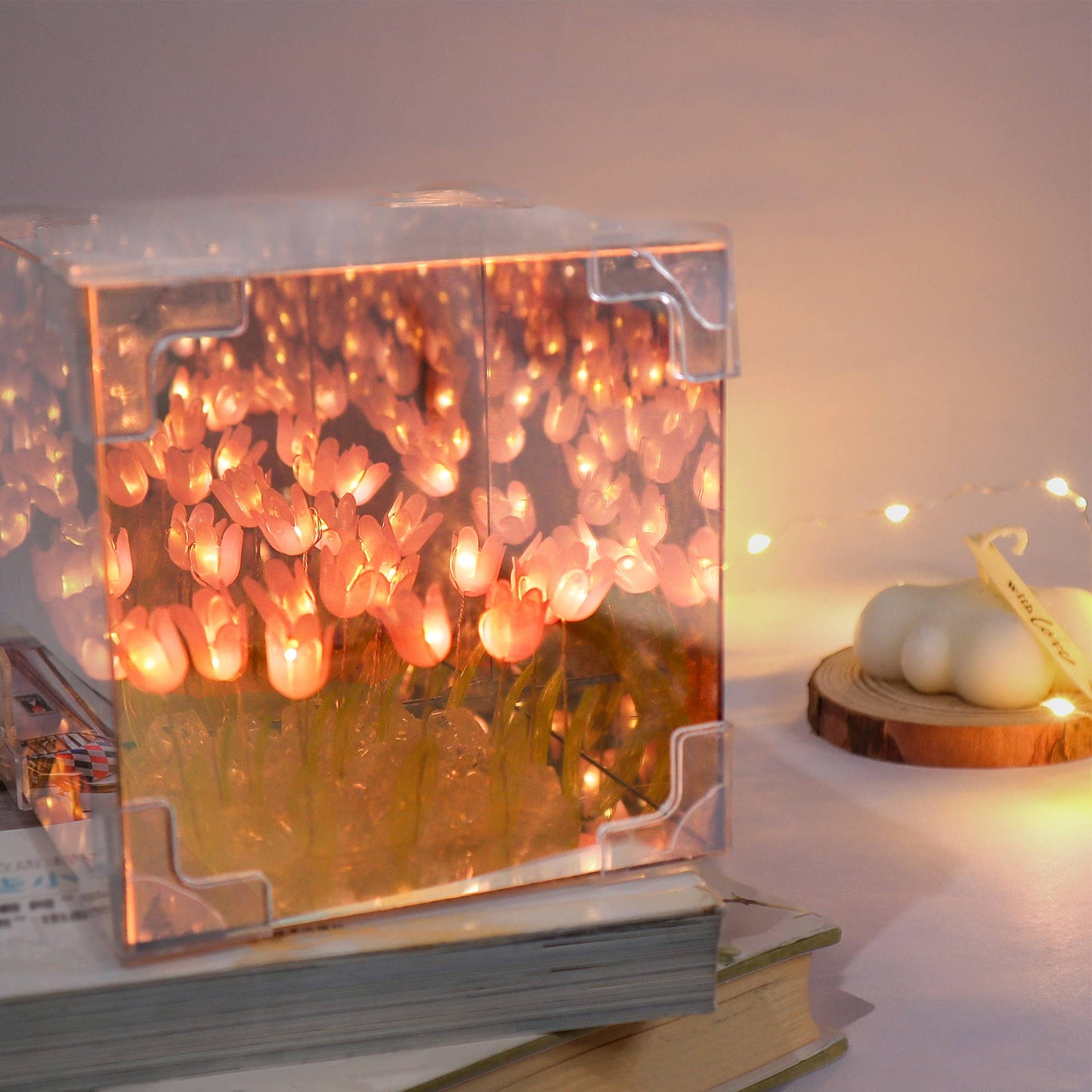 Tulip Mirror LED Night Light DIY Kit, Craft Gift for Girls: Pink