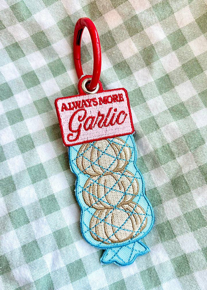 Always More GARLIC Embroidered Keychain