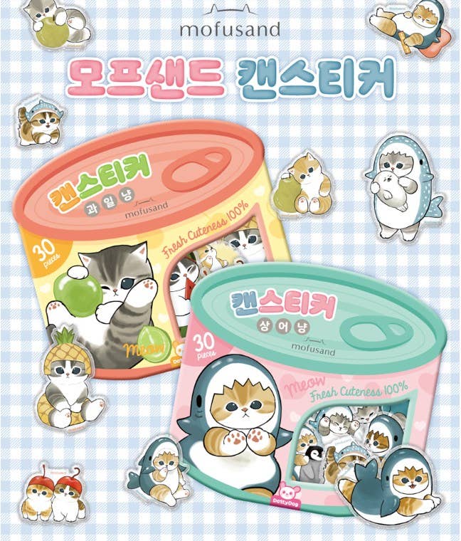 Mofusand Can Jelly 30 Stickers Set  – Shark Cat & Fruit Cat