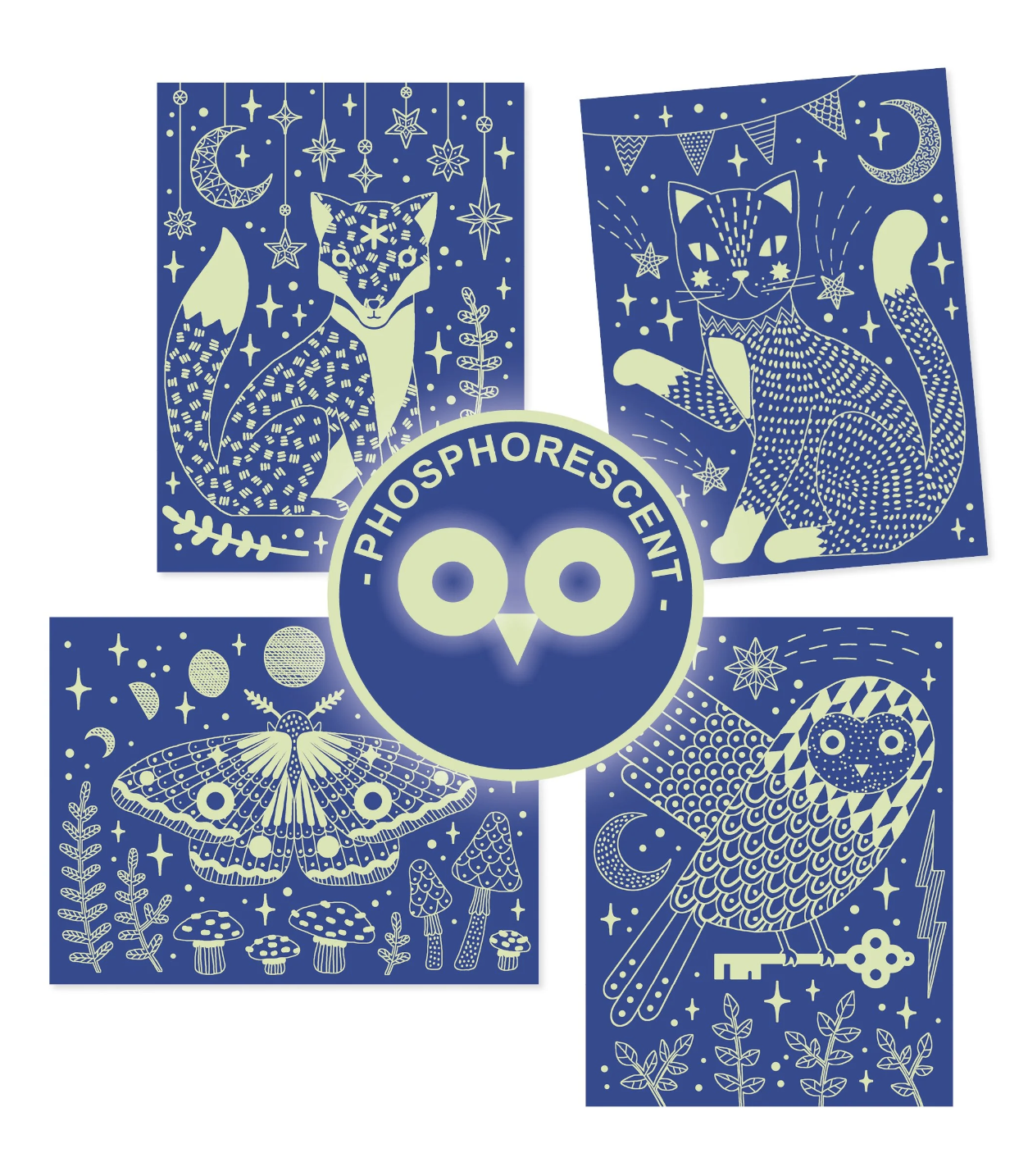 Djeco At Night Glow-in-the-Dark Scratch Card Activity Set
