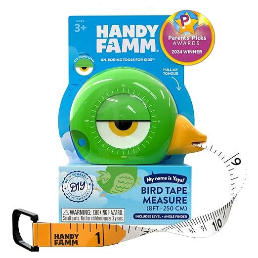 "Yaya" Green Bird STEM Measuring Tape 3-in-1 Tool