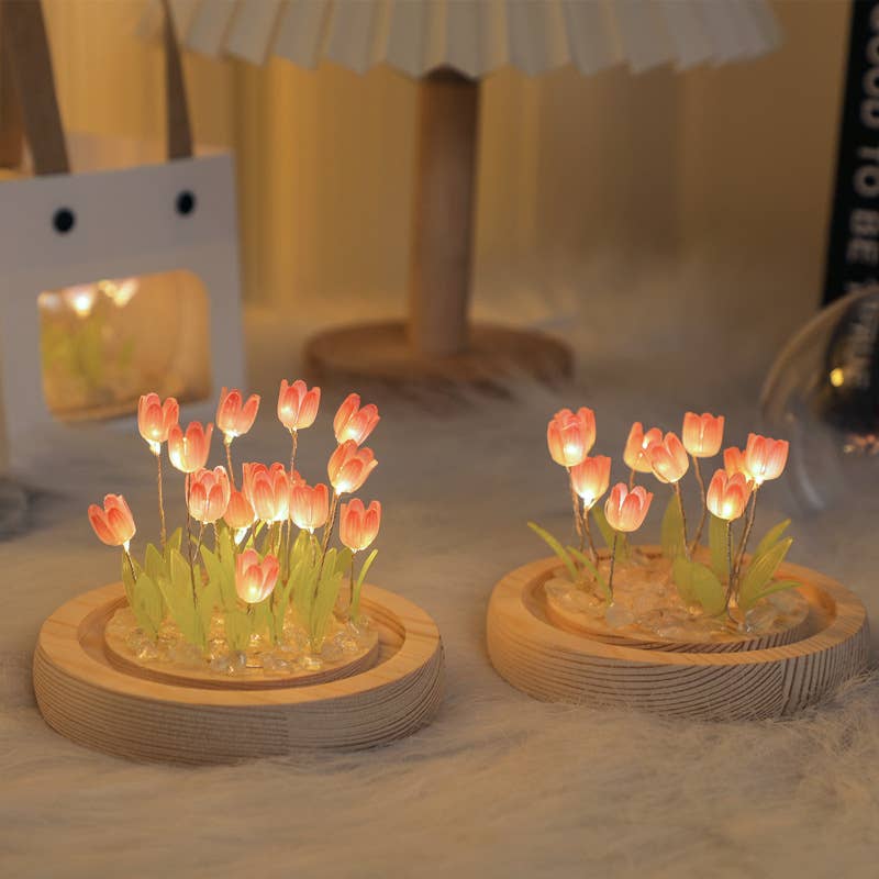 Tulip LED Light DIY Kit, Craft Gift for Girls: Pink
