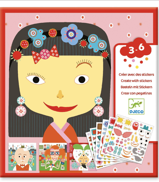 Djeco Make-A-Face Sticker Collage Activity