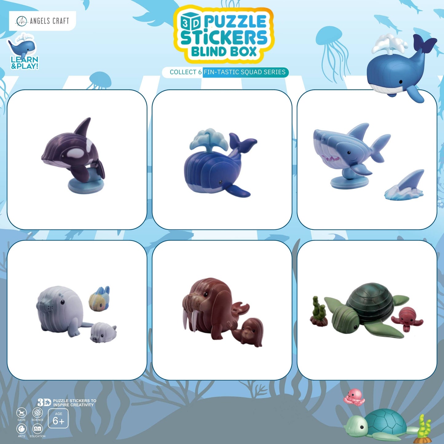 3D Puzzle Stickers Blind Box – Ocean Squad