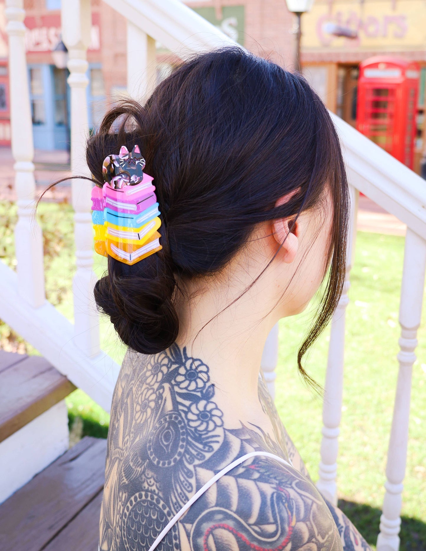 Book Stack Kitty Hair Claw, Cute Hair Accessories, Bookish