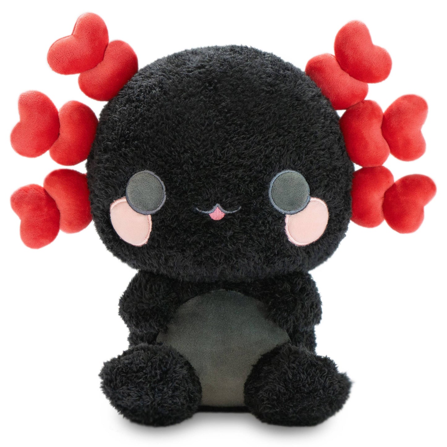 Nola the Nocturnal Axolotl (Cute Kawaii Black Red Soft Plush