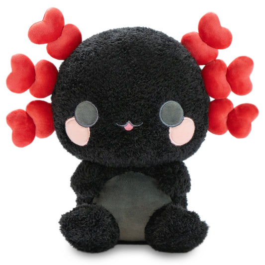 Nola the Nocturnal Axolotl (Cute Kawaii Black Red Soft Plush