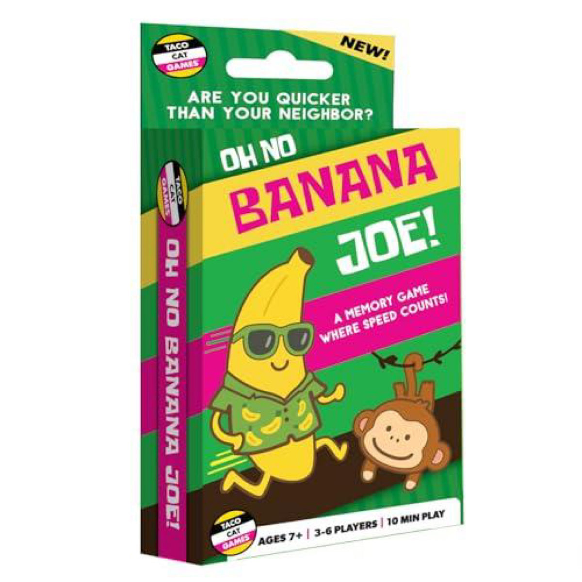 Oh No Banana Joe! Memory Speed Card Game by Taco Cat Games | Duel Card Game for Kids and Adults with Laugh Out Loud Challenges | Quick 10 Minute Games | Easy to Learn Rules | 3 to 6 Players | Ages 7