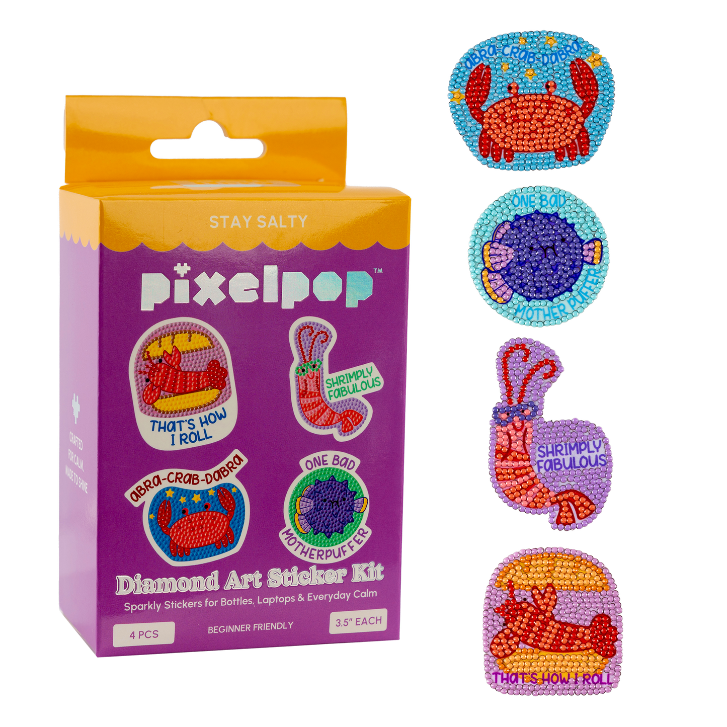 PixelPop™ Diamond Art Sticker Pack — Stay Salty