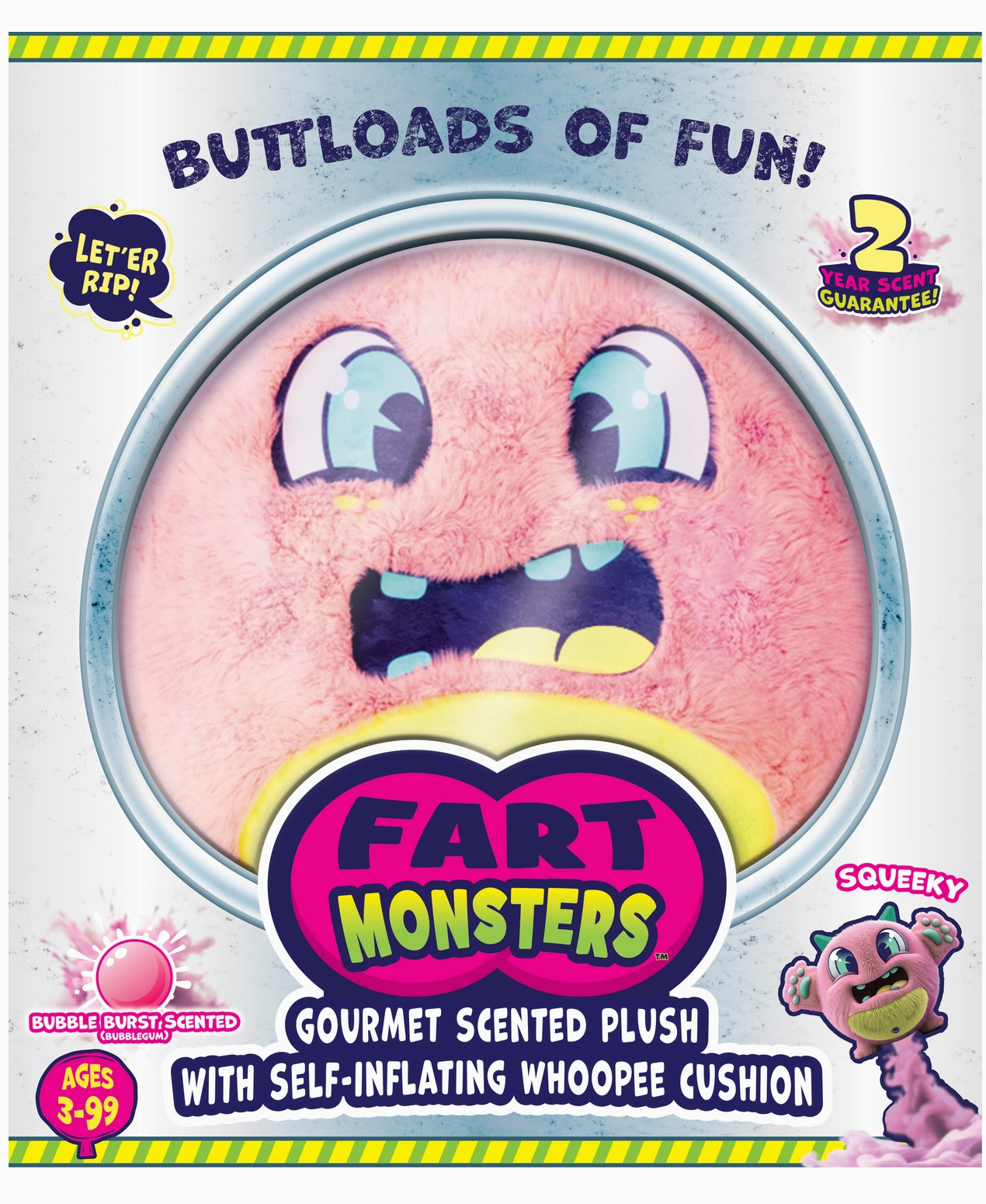Fart monsters, gourmet scented plush, bubble burst bubblegum