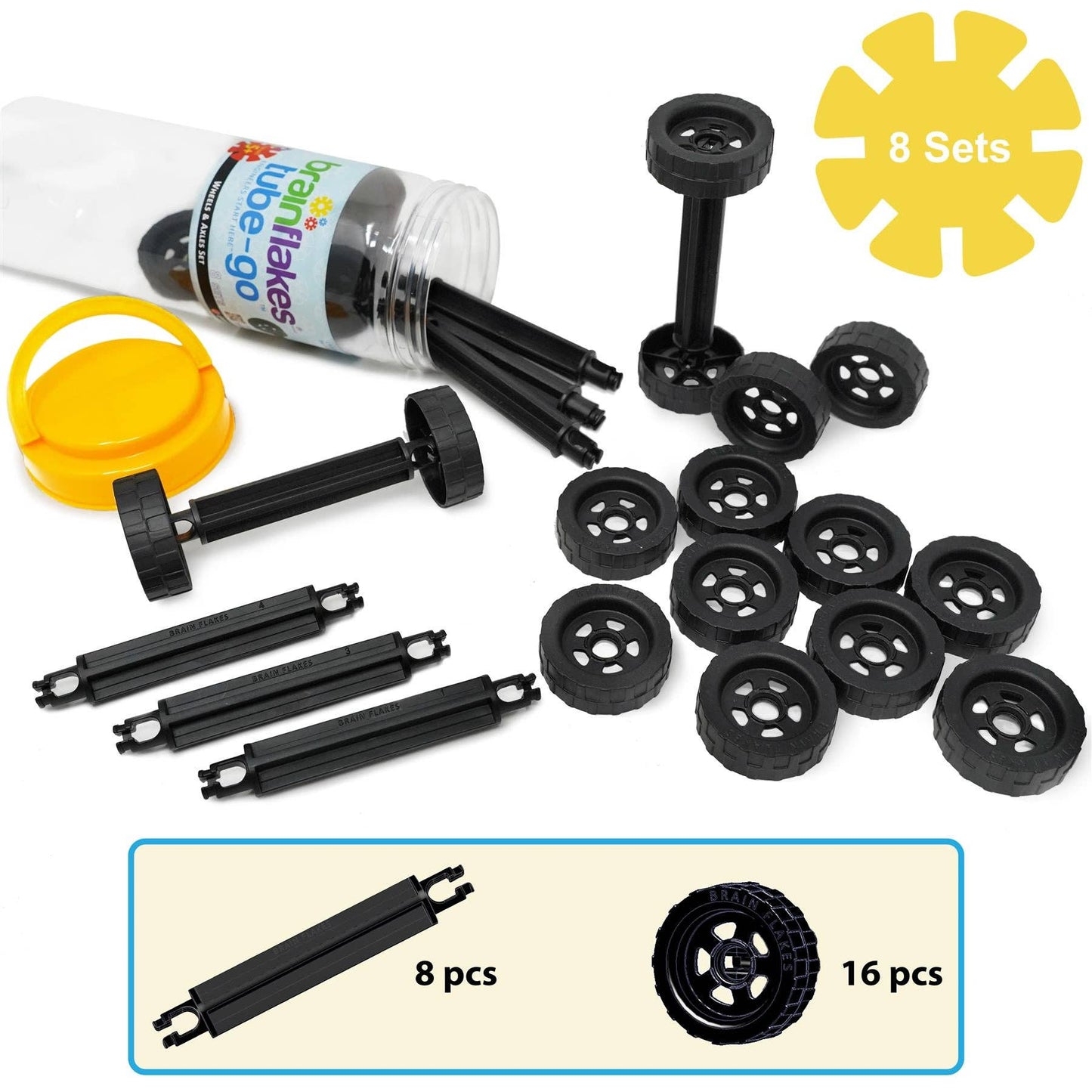 Brain Flakes Tube-Go - Wheels & Axles | Construction Toy