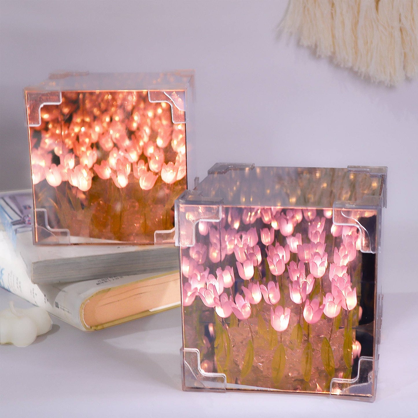 Tulip Mirror LED Night Light DIY Kit, Craft Gift for Girls: Pink