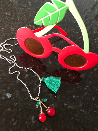 "Rhinestone Cherries" Necklace