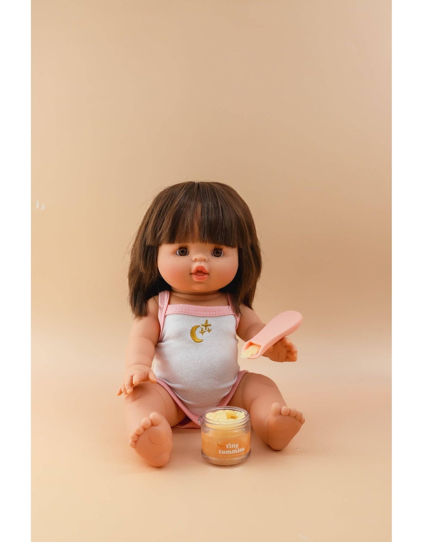 Tiny Tummies - Peach jelly food - Jar and spoon - Tiny Harlow