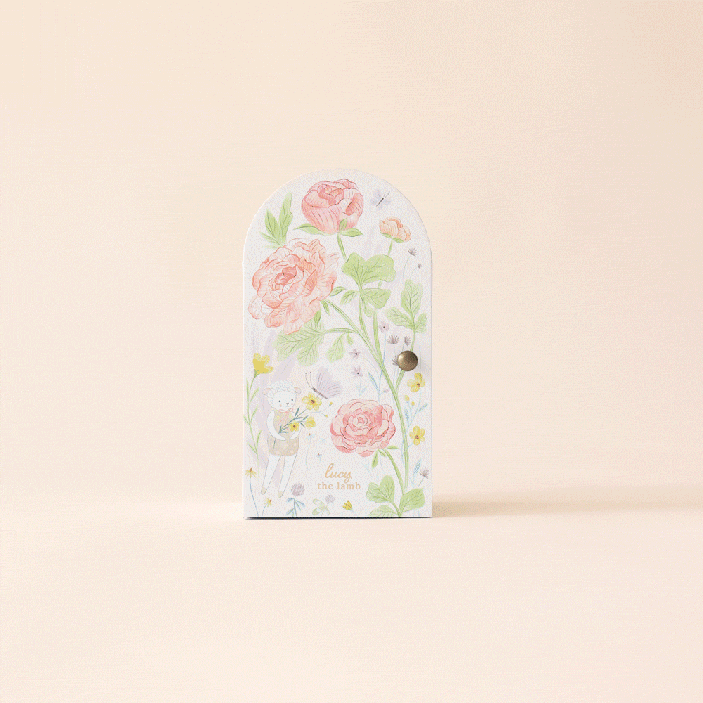 Tiny Lucy the lamb (pastel), gives 10 meals, cuddle + kind