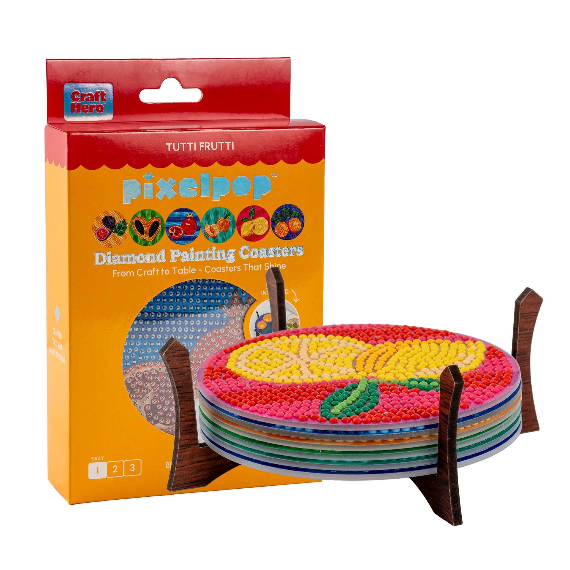 PixelPop™ Diamond Art Acrylic Coaster Kit — Tutti Frutti – Mairzy
