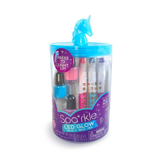 Spa*rkle LED Glow Hair + Nail Jar - Blue Unicorn