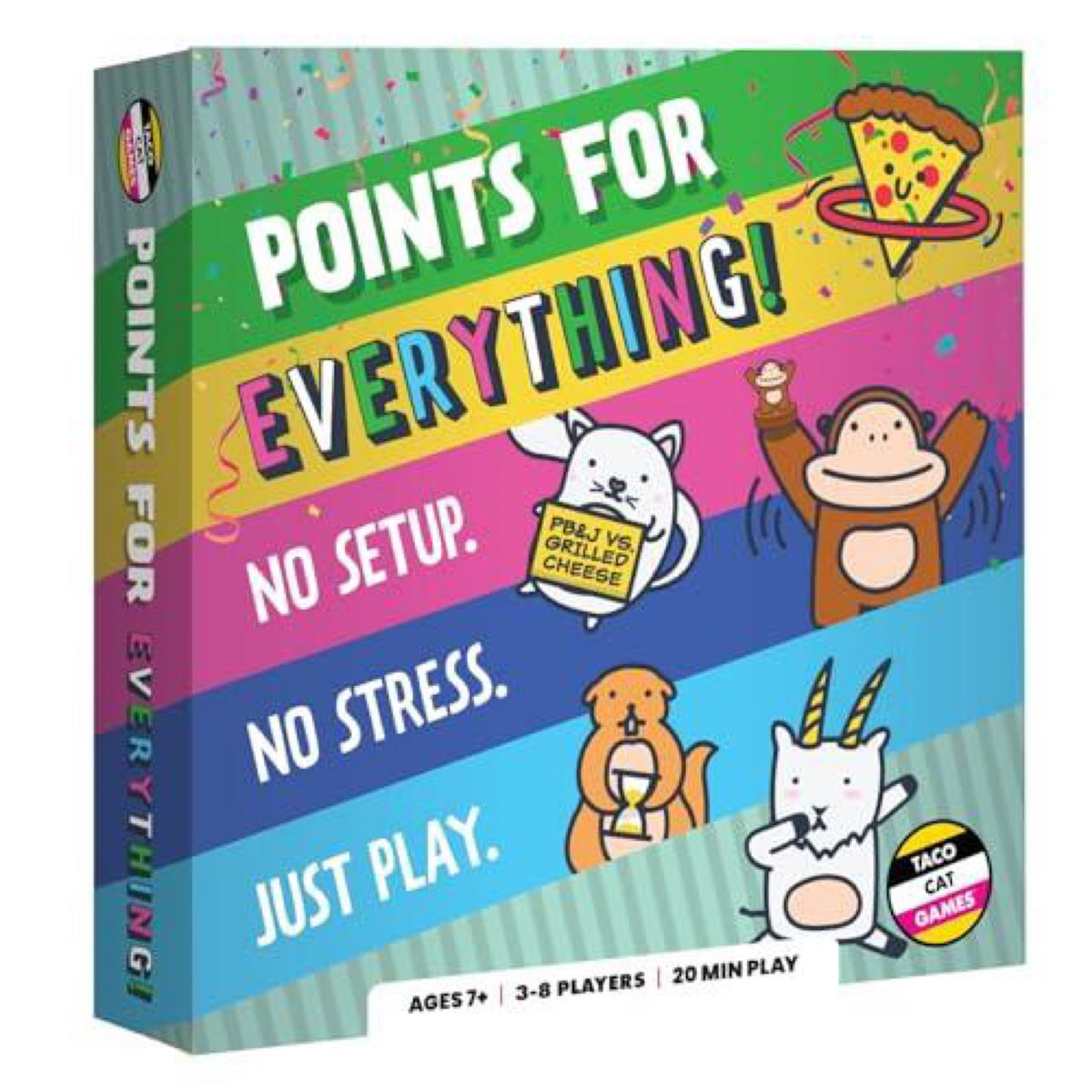 Points for Everything Family Party Game by Taco Cat Games | Easy to Learn Funny Group Board Game with Quick Setup | Includes Board, Cards, Pawns, Sand Timer