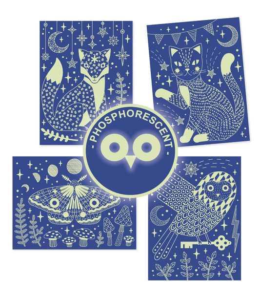Djeco At Night Glow-in-the-Dark Scratch Card Activity Set
