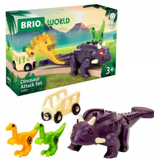 Brio World – Dinosaur Attack Set | Train & Dinosaur-Themed Playset for Kids Aged 3 Years Up