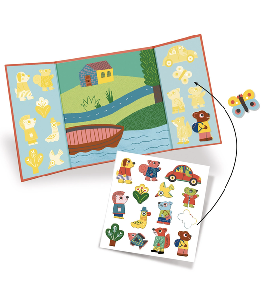 Djeco Animals Toddler Repositionable Sticker Stories Activity