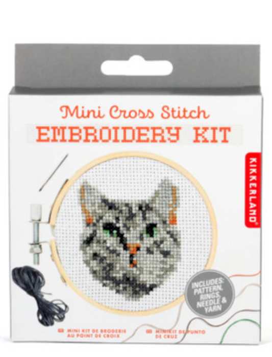 Mini Cross Stitch Embroidery Kit - Cat