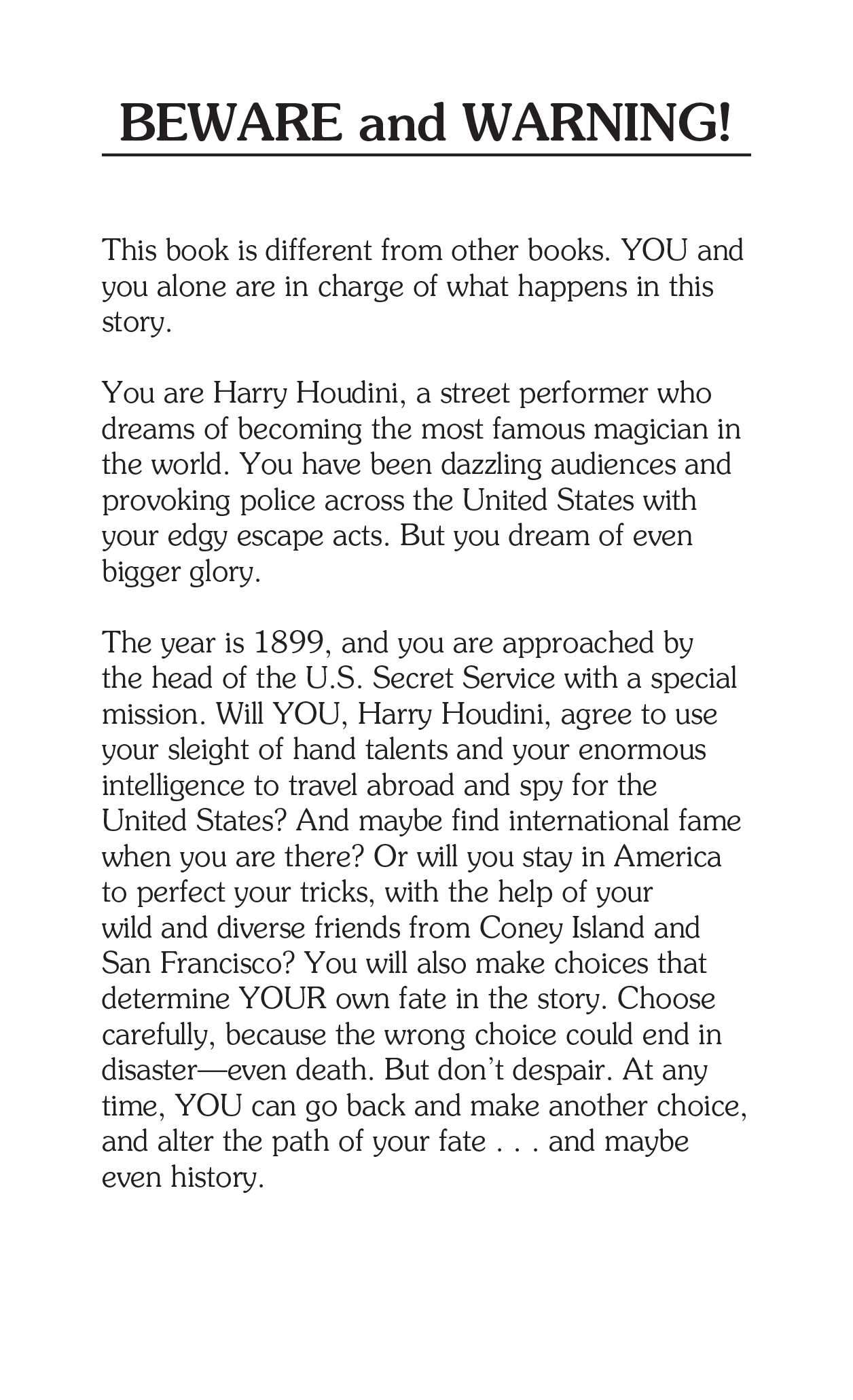 CYOA SPIES: Harry Houdini, Children's Book