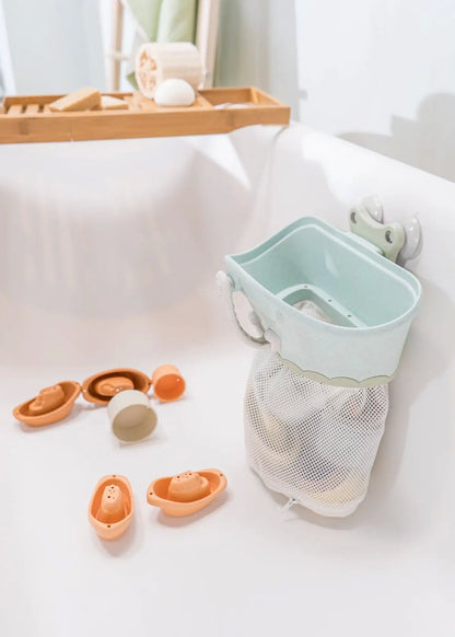 Bath Toy Organiser Set With Stackable Cups and Boats