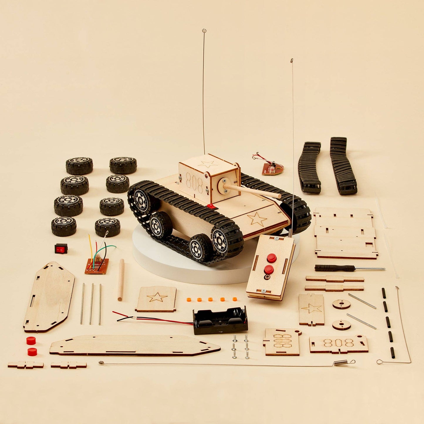 Radio Controlled Tank DIY Kit, STEM Toy, Craft Kit for Kids