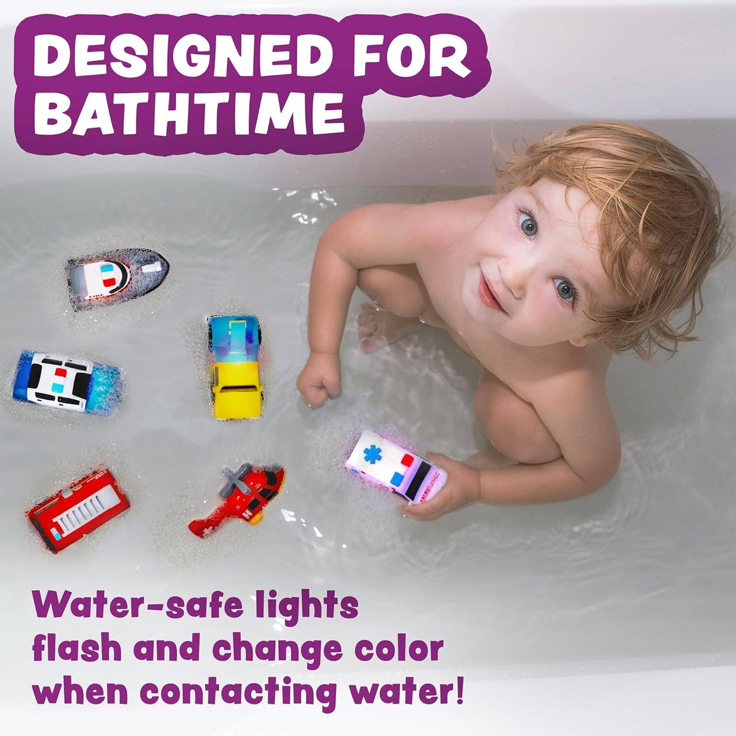 Tub Works® Emergency™ Cars Light Up Bath Toys, 6 Pack