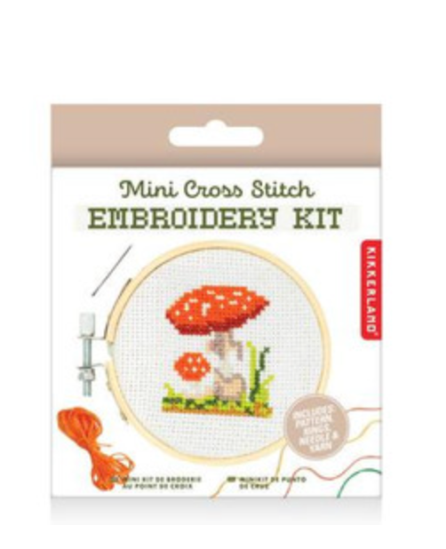Mini Cross Stitch Embroidery Kit - Mushroom