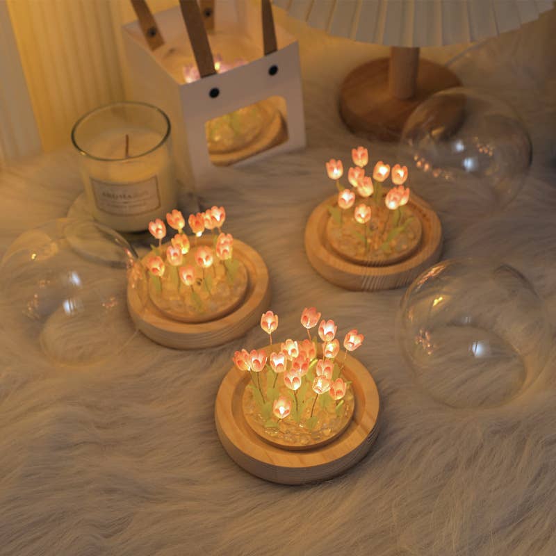Tulip LED Light DIY Kit, Craft Gift for Girls: Pink