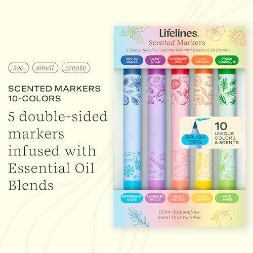 Lifelines Scented Colored Markers, 5 Double-Sided Markers with 10 Colors & Scents