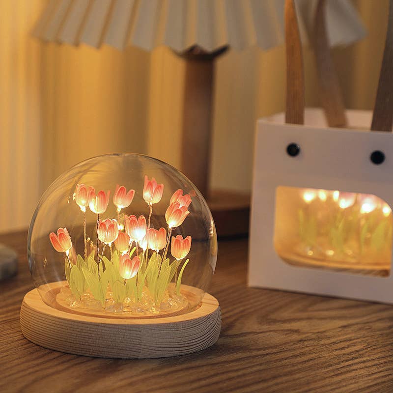 Tulip LED Light DIY Kit, Craft Gift for Girls: Pink