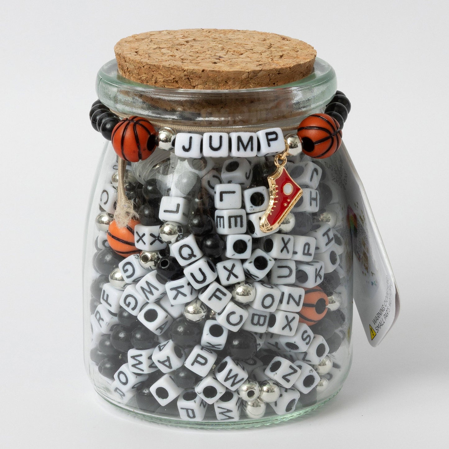 Jump DIY Block Letter and Basketball Bead Jar with High Top Sneaker Charm