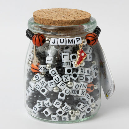 Jump DIY Block Letter and Basketball Bead Jar with High Top Sneaker Charm