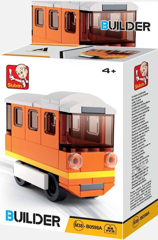 Orange Trolley Car Building Brick Kit (59 pcs)