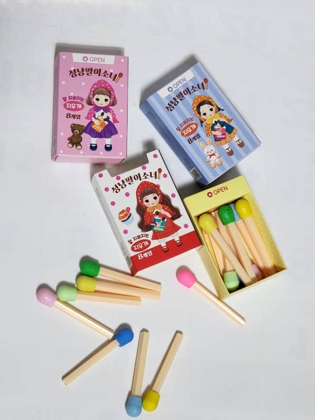 Vintage Matchstick Girl Match Eraser Box Set